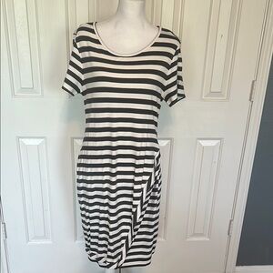 Olive Green and White Striped Dress. Brand New with tags!